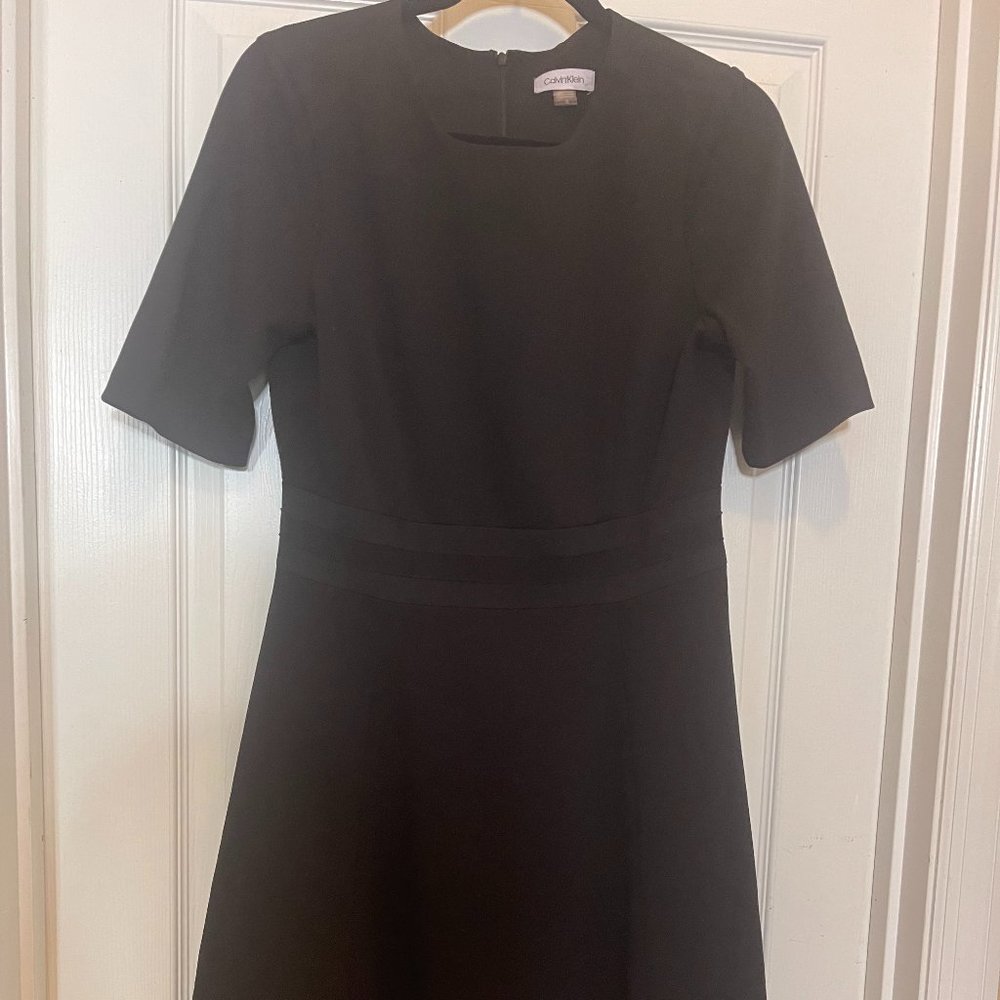 Calvin Klein Black A-Line Short Sleeve Dress Sz 10